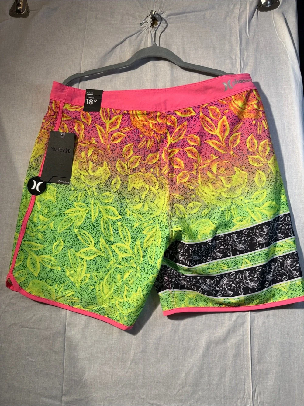 Hurley Neon Pink, Lime & Yellow Floral Board Shorts Size 36